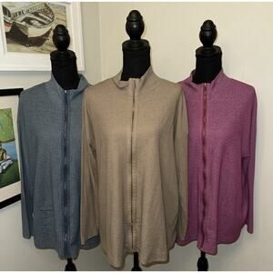 Soft Surroundings Ribbed Pullover Lot of 3- Blue Pink Cream XL READ DESCRIPTION